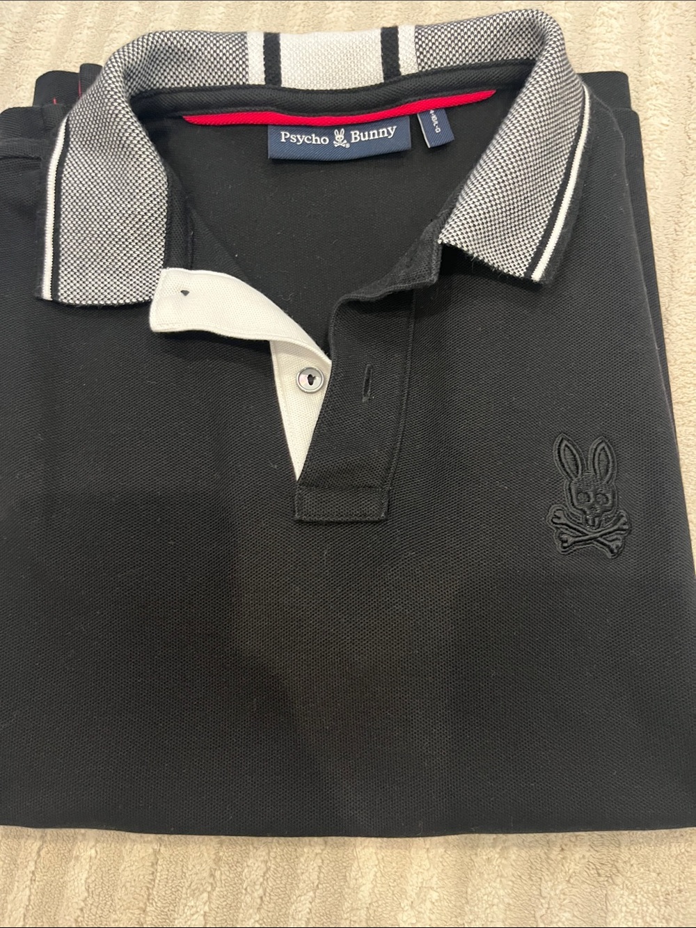 Psycho Bunny Black Polo with Contrast Grey Collar